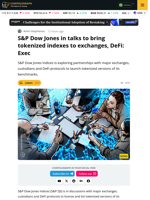 S&P Dow Jones Eyes Tokenized Index Listings on Exchanges, DeFi