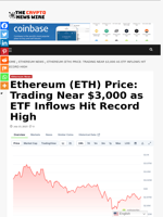 Ethereum (ETH) Price: Trading Near $3,000 as ETF Inflows Hit Record High - The Crypto News Wire