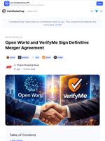 Open World and VerifyMe Sign Definitive Merger Agreement: Guest Post by Crypto Breaking News | CoinMarketCap