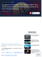 Student's Forgotten 'Fun' Bitcoin Bet From 2009 Delivered A Windfall And A Home In A Posh Neighborhood  - Benzinga