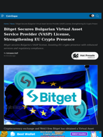Bitget Secures Bulgarian Virtual Asset Service Provider (VASP) License, Strengthening EU Crypto Presence