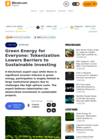 Green Energy for Everyone: Tokenization Lowers Barriers to Sustainable Investing – Interview Bitcoin News