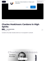 Charles Hoskinson: Cardano in High Spirits - U.Today