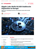 Ripple Labs Mulls RLUSD Stablecoin Expansion to Europe - Coinspeaker