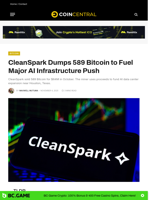 CleanSpark Dumps 589 Bitcoin to Fuel Major AI Infrastructure Push - CoinCentral