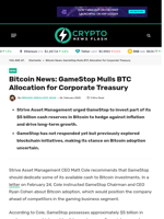 GameStop Mulls BTC Allocation for Corporate Treasury