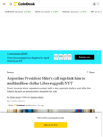 Argentine president Milei linked to Libra crypto probe through call logs, NYT says