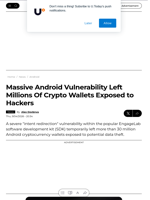 Massive Android Vulnerability Left Millions Of Crypto Wallets Exposed to Hackers - U.Today