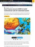 Real Finance Raises $29M to Expand Institutional RWA Platform
