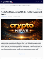 MediaTek Stock Jumps 10% On Nvidia Investment News