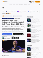 Report: China Yuan Stablecoin Could Arrive in 3 to 5 Years, Circle CEO Says – Crypto News Bitcoin News