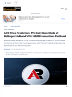 ARB Price Prediction: 11% Daily Gain Stalls at Bollinger Midband With MACD Momentum Flatlined - Blockchain.News