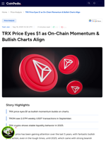 TRX Price Eyes $1 as On-Chain Momentum & Bullish Charts Align