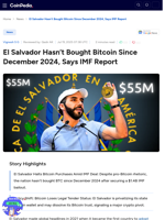 El Salvador Hasn't Bought Bitcoin Since December 2024, Says IMF Report