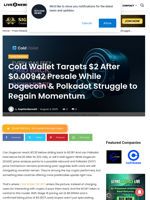 Cold Wallet Targets $2 After $0.00942 Presale While Dogecoin & Polkadot Struggle to Regain Momentum | Live Bitcoin News