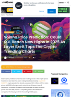 Solana Price Prediction: Could SOL Reach New Highs In 2025 As Layer Brett Tops The Crypto Trending Charts | Live Bitcoin News