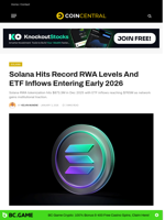 Solana Hits Record RWA Levels And ETF Inflows Entering Early 2026
