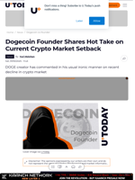 Dogecoin Founder Shares Hot Take on Current Crypto Market Setback