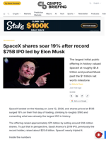SpaceX shares soar 19% after record $75B IPO led by Elon Musk