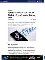 ByteDance to receive 50% of TikTok US profit under Trump deal