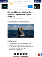 Dormant Bitcoin whale wakes up after 13 years and moves 909 BTC