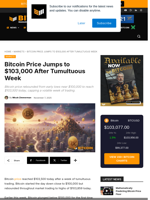 Bitcoin Price Jumps Above $103,000 After Tumultuous Week 