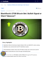 BlackRock’s $70B Bitcoin Bet: Bullish Signal or Silent Takeover?