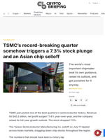 TSMC's record-breaking quarter somehow triggers a 7.3% stock plunge and an Asian chip selloff