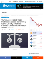 Trump-Associated USD1 Stablecoin Loses Dollar Peg, World Liberty Financial Blames ‘Coordinated Attack’ ⋆ ZyCrypto