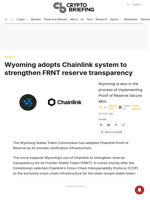 Wyoming adopts Chainlink system to strengthen FRNT reserve transparency