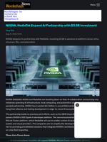 NVIDIA, MediaTek Expand AI Partnership with $3.5B Investment - Blockchain.News