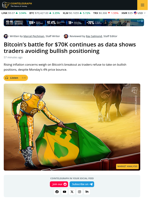 Bitcoin Bulls Fight To Hold $70K, Derivatives Data Signals Weakness