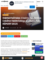 Game Fairness Claims as Online Casino Technology Evolves FULL REPORT 2026 | Live Bitcoin News