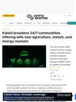 Kalshi broadens 24/7 commodities offering with new agriculture, metals, and energy markets