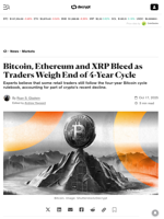 Bitcoin, Ethereum and XRP Bleed as Traders Weigh End of 4-Year Cycle - Decrypt