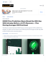 HOOD Price Prediction: Bears Break the 200-Day SMA Intraday Before a 4.37% Recovery — Five Moving Averages Still Overhead - Blockchain.News