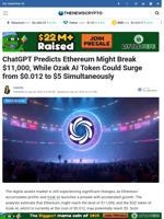 ChatGPT Predicts Ethereum Might Break $11,000, While Ozak AI Token Could Surge from $0.012 to $5 Simultaneously 