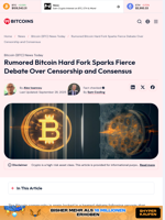 Rumored Bitcoin Hard Fork Sparks Fierce Debate Over Censorship