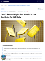 Gold’s Record Highs Put Bitcoin in the Spotlight for Q4 Rally