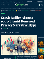 Zcash Rallies Almost 1000% Amid Renewed Privacy Narrative Hype - Crypto Daily
