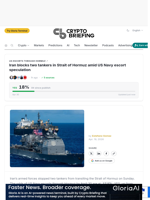 Iran blocks two tankers in Strait of Hormuz amid US Navy escort speculation