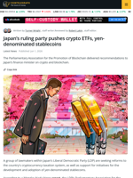 Japan’s Ruling Party Pushes Crypto ETFs, Yen-Denominated Stablecoins