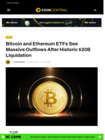 Bitcoin and Ethereum ETFs See Massive Outflows After Historic $20B Liquidation