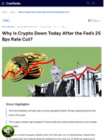 Why Is Crypto Down Today After the Fed’s 25 Bps Rate Cut?