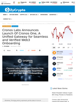 Cronos Labs Announces Launch Of Cronos One, A Unified Gateway for Seamless and Verified Web3 Onboarding