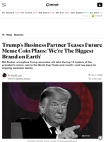 Trump’s Business Partner Teases Future Meme Coin Plans: 'We’re The Biggest Brand on Earth' - Decrypt