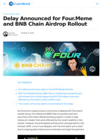 Four.Meme, BNB Chain Postpone First Batch of $45M Airdrop