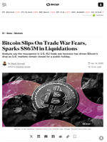 Bitcoin Slips On Trade War Fears, Sparks $865M in Liquidations - Decrypt