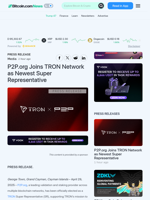 P2P.org Joins TRON Network as Newest Super Representative – Press release Bitcoin News