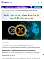 IMX to bounce back above $0.80 despite bearish PA: Check forecast
